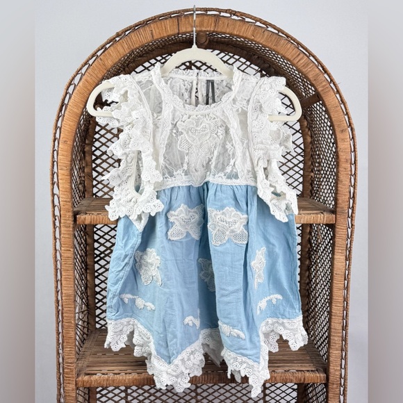 Anthropologie Boho Lace Appliqué Swing Top Romantic Cotton Blouse Size M NWT - Picture 4 of 7